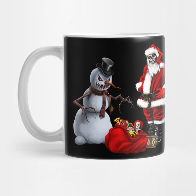 Dark christmas time with creepy Santa Claus and snowman by Nicky2342